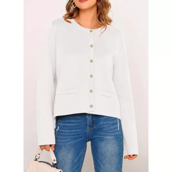 PRETTYGARDEN Womens 2024 Winter Cardigan Sweaters Button Down Open Front Long Sleeve Knit Cardigans Shirt Trendy OuterwearWhite