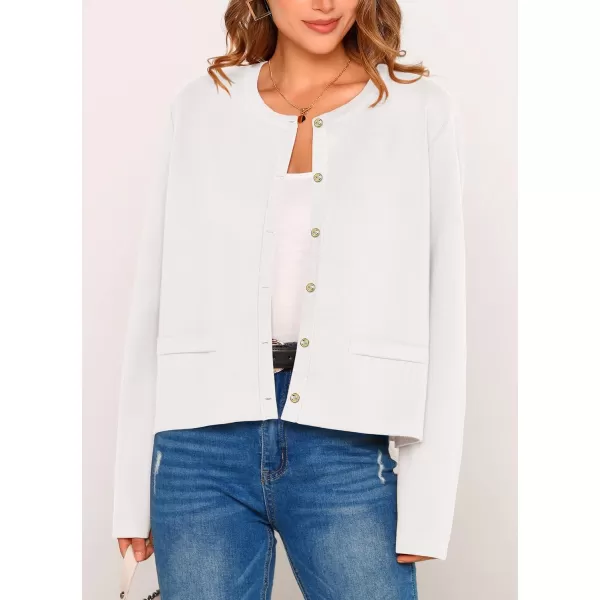 PRETTYGARDEN Womens 2024 Winter Cardigan Sweaters Button Down Open Front Long Sleeve Knit Cardigans Shirt Trendy OuterwearWhite