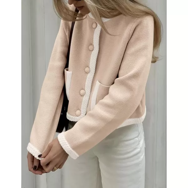PRETTYGARDEN Womens Trendy Button Down Open Front Cardigan Sweaters Knit Color Block Jackets Cute Fashion Fall ClothesKhaki