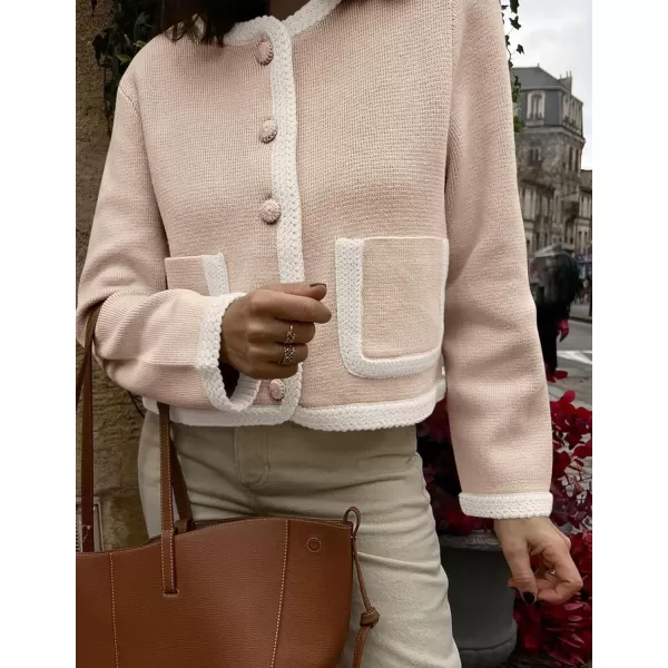 PRETTYGARDEN Womens Trendy Button Down Open Front Cardigan Sweaters Knit Color Block Jackets Cute Fashion Fall ClothesKhaki