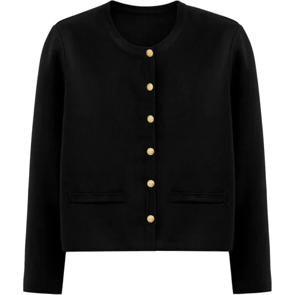 PRETTYGARDEN Womens 2024 Winter Cardigan Sweaters Button Down Open Front Long Sleeve Knit Cardigans Shirt Trendy OuterwearBlack