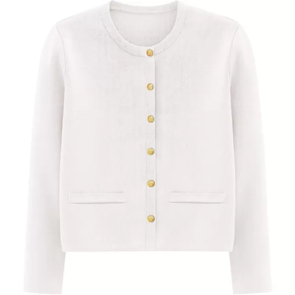 PRETTYGARDEN Womens 2024 Winter Cardigan Sweaters Button Down Open Front Long Sleeve Knit Cardigans Shirt Trendy OuterwearWhite