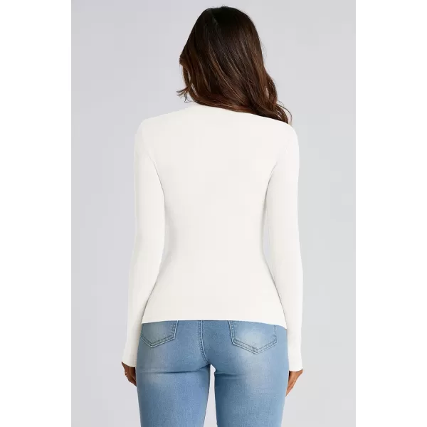 PRETTYGARDEN Womens Fall Y2K Going Out Crop Tops Long Sleeve Mock Neck Ruched Slim Fitted Basic Trendy Casual T Shirts BlouseWhite