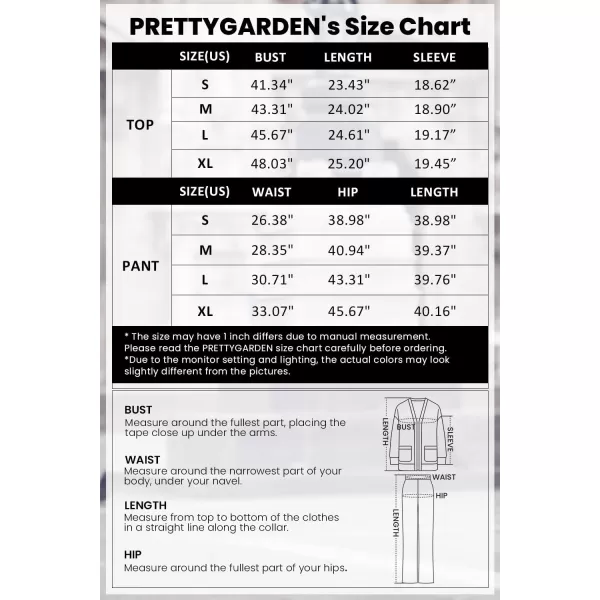 imagePRETTYGARDEN Womens 2 Piece Outfits Knit Matching Lounge Sets Long Sleeve V Neck Cardigan Sweaters Wide Leg Pants TracksuitsNavy