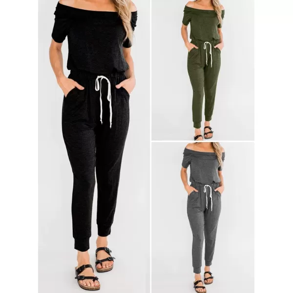 imagePRETTYGARDEN Womens Casual Sleeveless Solid Jumpsuit Crewneck Drawstring Waist Stretchy Long Pants RomperBlack