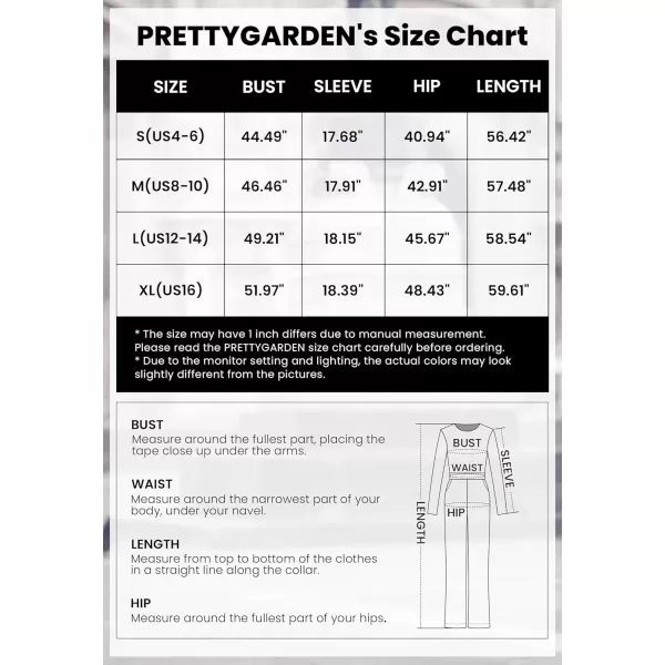 imagePRETTYGARDEN Womens Fall One Piece Jumpsuits Dressy Casual Long Sleeve Elastic Waist Pockets Wide Leg Long Pants RompersArmy Green