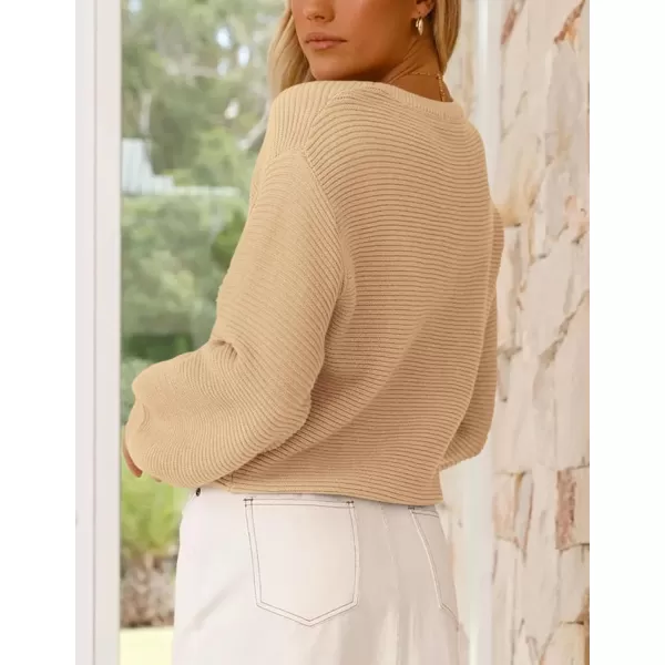 imagePRETTYGARDEN Womens Fall Sweaters 2024 Casual Loose Crewneck Ribbed Long Sleeve Top Knit Pullover SweaterApricot