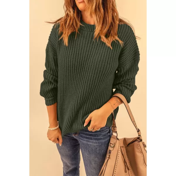 imagePRETTYGARDEN Womens Fashion Sweater Long Sleeve Casual Ribbed Knit Winter Clothes Pullover Sweaters Blouse TopArmy Green