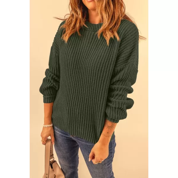 imagePRETTYGARDEN Womens Fashion Sweater Long Sleeve Casual Ribbed Knit Winter Clothes Pullover Sweaters Blouse TopArmy Green