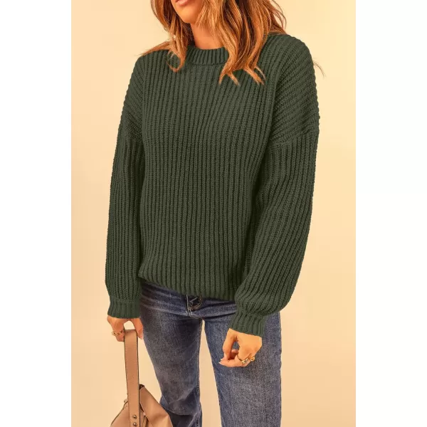 imagePRETTYGARDEN Womens Fashion Sweater Long Sleeve Casual Ribbed Knit Winter Clothes Pullover Sweaters Blouse TopArmy Green