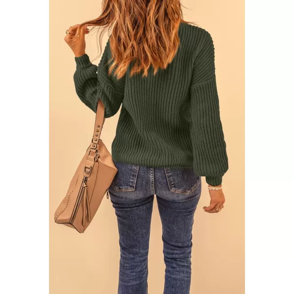 imagePRETTYGARDEN Womens Fashion Sweater Long Sleeve Casual Ribbed Knit Winter Clothes Pullover Sweaters Blouse TopArmy Green