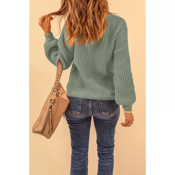 imagePRETTYGARDEN Womens Fashion Sweater Long Sleeve Casual Ribbed Knit Winter Clothes Pullover Sweaters Blouse TopBean Green
