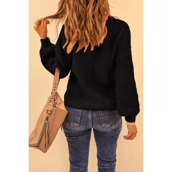 imagePRETTYGARDEN Womens Fashion Sweater Long Sleeve Casual Ribbed Knit Winter Clothes Pullover Sweaters Blouse TopBlack