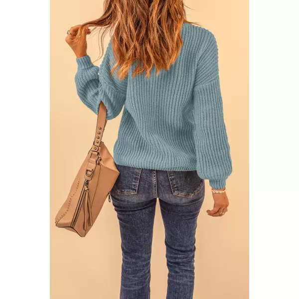imagePRETTYGARDEN Womens Fashion Sweater Long Sleeve Casual Ribbed Knit Winter Clothes Pullover Sweaters Blouse TopBlue