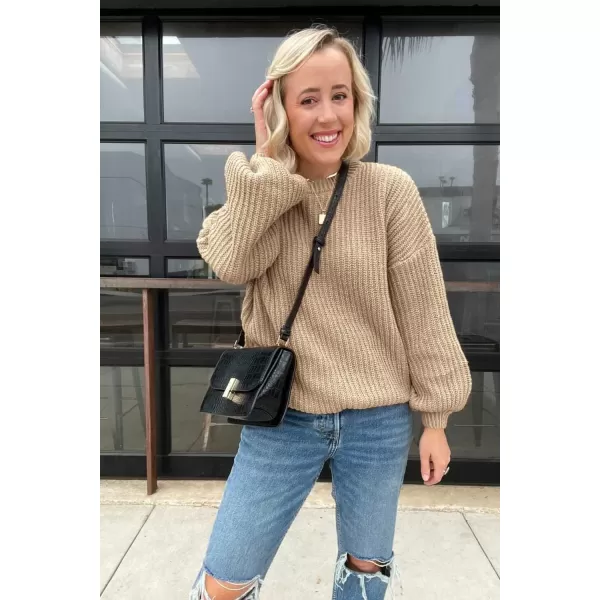 imagePRETTYGARDEN Womens Fashion Sweater Long Sleeve Casual Ribbed Knit Winter Clothes Pullover Sweaters Blouse TopCamel