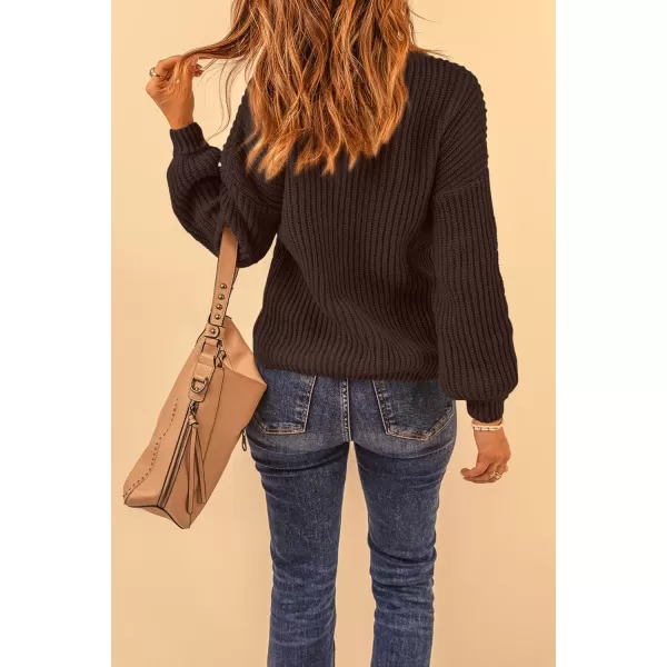 imagePRETTYGARDEN Womens Fashion Sweater Long Sleeve Casual Ribbed Knit Winter Clothes Pullover Sweaters Blouse TopCoffee