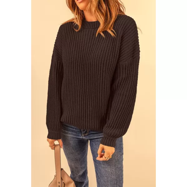 imagePRETTYGARDEN Womens Fashion Sweater Long Sleeve Casual Ribbed Knit Winter Clothes Pullover Sweaters Blouse TopCoffee