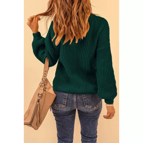 imagePRETTYGARDEN Womens Fashion Sweater Long Sleeve Casual Ribbed Knit Winter Clothes Pullover Sweaters Blouse TopDark Green