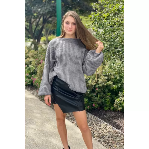 imagePRETTYGARDEN Womens Fashion Sweater Long Sleeve Casual Ribbed Knit Winter Clothes Pullover Sweaters Blouse TopGrey