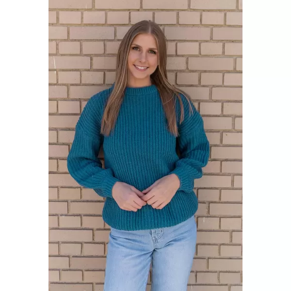 imagePRETTYGARDEN Womens Fashion Sweater Long Sleeve Casual Ribbed Knit Winter Clothes Pullover Sweaters Blouse TopLake Blue