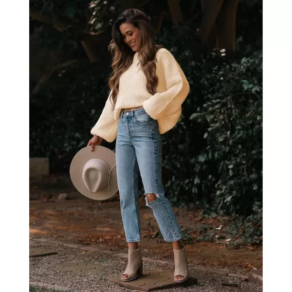 imagePRETTYGARDEN Womens Fashion Sweater Long Sleeve Casual Ribbed Knit Winter Clothes Pullover Sweaters Blouse TopLight Apricot