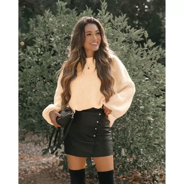 imagePRETTYGARDEN Womens Fashion Sweater Long Sleeve Casual Ribbed Knit Winter Clothes Pullover Sweaters Blouse TopLight Apricot