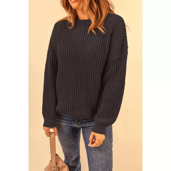 imagePRETTYGARDEN Womens Fashion Sweater Long Sleeve Casual Ribbed Knit Winter Clothes Pullover Sweaters Blouse TopLight Brown