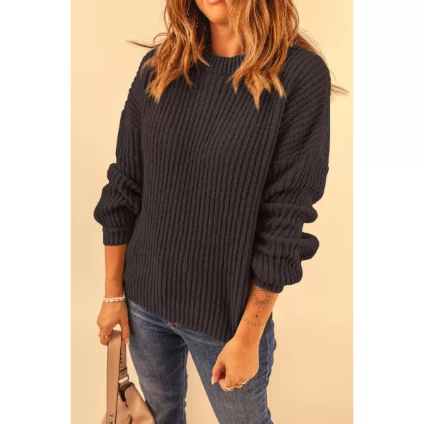imagePRETTYGARDEN Womens Fashion Sweater Long Sleeve Casual Ribbed Knit Winter Clothes Pullover Sweaters Blouse TopLight Brown