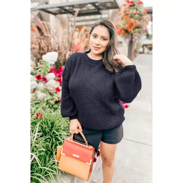 imagePRETTYGARDEN Womens Fashion Sweater Long Sleeve Casual Ribbed Knit Winter Clothes Pullover Sweaters Blouse TopNavy