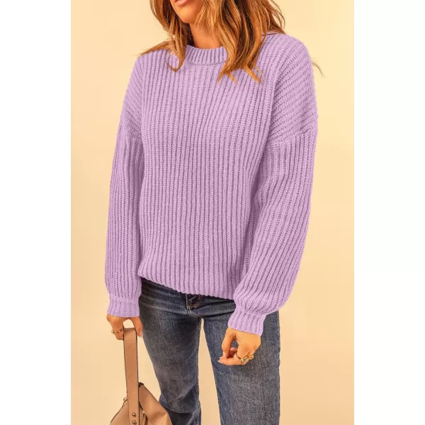 imagePRETTYGARDEN Womens Fashion Sweater Long Sleeve Casual Ribbed Knit Winter Clothes Pullover Sweaters Blouse TopPurple