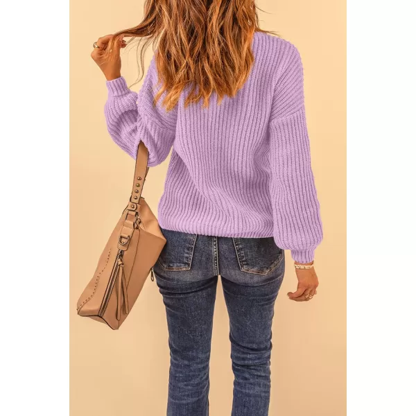 imagePRETTYGARDEN Womens Fashion Sweater Long Sleeve Casual Ribbed Knit Winter Clothes Pullover Sweaters Blouse TopPurple