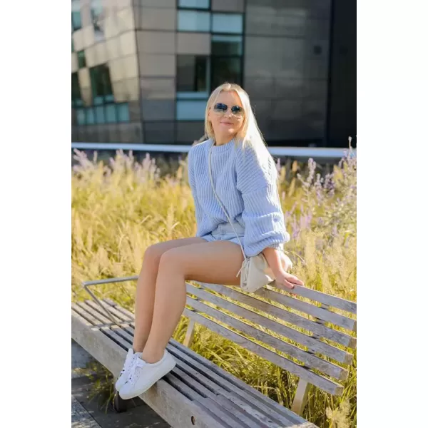 imagePRETTYGARDEN Womens Fashion Sweater Long Sleeve Casual Ribbed Knit Winter Clothes Pullover Sweaters Blouse TopSky Blue