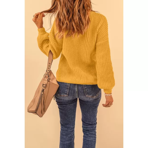 imagePRETTYGARDEN Womens Fashion Sweater Long Sleeve Casual Ribbed Knit Winter Clothes Pullover Sweaters Blouse TopTurmeric