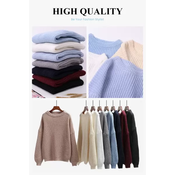 imagePRETTYGARDEN Womens Fashion Sweater Long Sleeve Casual Ribbed Knit Winter Clothes Pullover Sweaters Blouse TopWhite