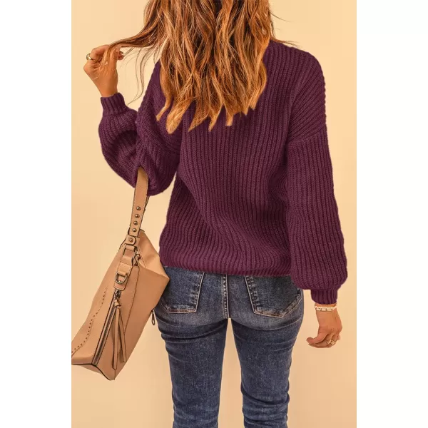 imagePRETTYGARDEN Womens Fashion Sweater Long Sleeve Casual Ribbed Knit Winter Clothes Pullover Sweaters Blouse TopWine Red