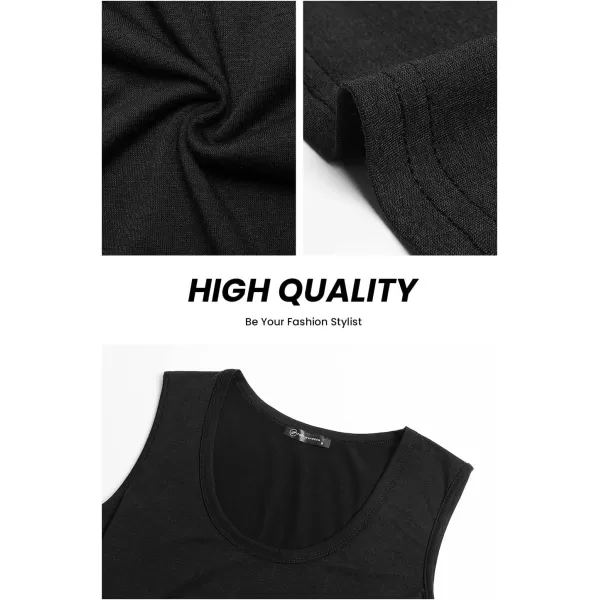 imagePRETTYGARDEN Womens Summer Sleeveless Tank Jumpsuits High Waist Low Cut Casual Scoop Neck Fit And Flare Long Pants RompersBlack
