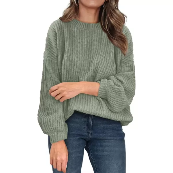 imagePRETTYGARDEN Womens Fashion Sweater Long Sleeve Casual Ribbed Knit Winter Clothes Pullover Sweaters Blouse TopBean Green