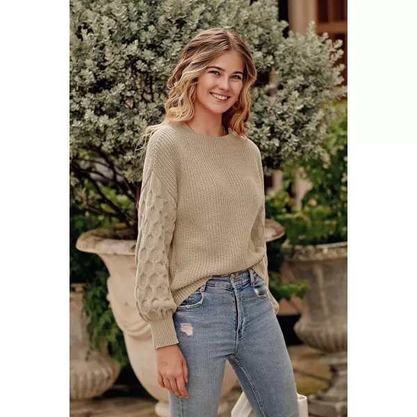 imagePRETTYGARDEN Womens 2024 Winter Pullover Sweater Casual Long Sleeve Crewneck Loose Chunky Knit Jumper Tops BlouseApricot