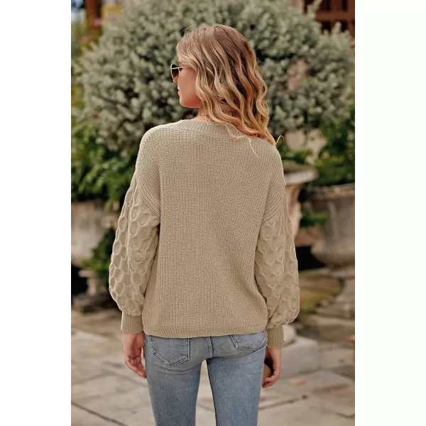 imagePRETTYGARDEN Womens 2024 Winter Pullover Sweater Casual Long Sleeve Crewneck Loose Chunky Knit Jumper Tops BlouseApricot