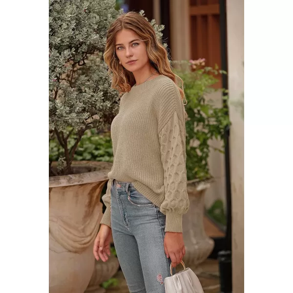 imagePRETTYGARDEN Womens 2024 Winter Pullover Sweater Casual Long Sleeve Crewneck Loose Chunky Knit Jumper Tops BlouseApricot