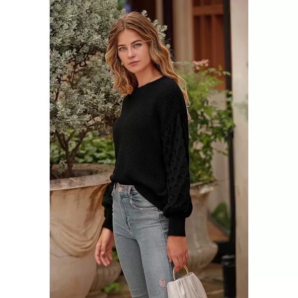 imagePRETTYGARDEN Womens 2024 Winter Pullover Sweater Casual Long Sleeve Crewneck Loose Chunky Knit Jumper Tops BlouseBlack