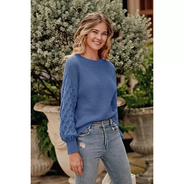 imagePRETTYGARDEN Womens 2024 Winter Pullover Sweater Casual Long Sleeve Crewneck Loose Chunky Knit Jumper Tops BlouseBlue