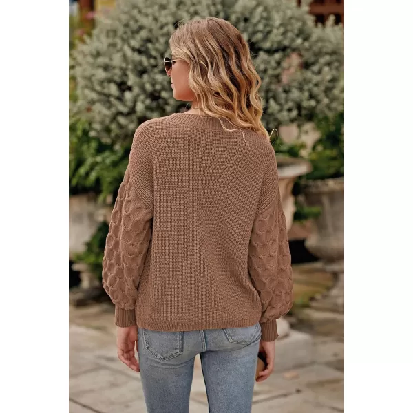 imagePRETTYGARDEN Womens 2024 Winter Pullover Sweater Casual Long Sleeve Crewneck Loose Chunky Knit Jumper Tops BlouseCamel