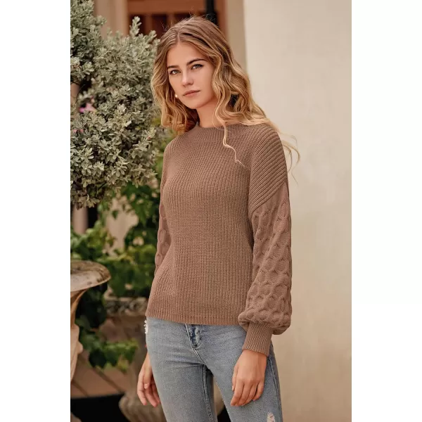 imagePRETTYGARDEN Womens 2024 Winter Pullover Sweater Casual Long Sleeve Crewneck Loose Chunky Knit Jumper Tops BlouseCamel