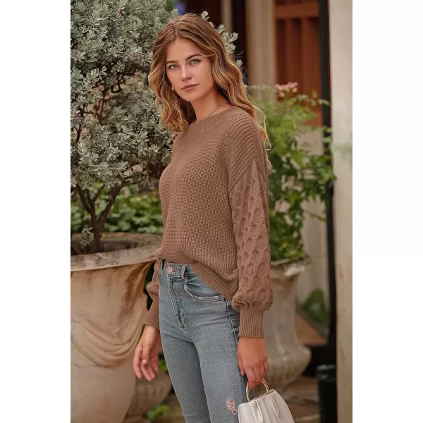 imagePRETTYGARDEN Womens 2024 Winter Pullover Sweater Casual Long Sleeve Crewneck Loose Chunky Knit Jumper Tops BlouseCamel
