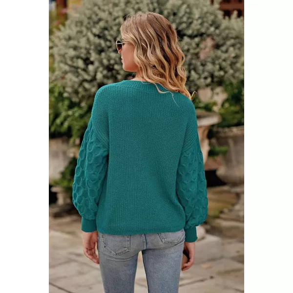 imagePRETTYGARDEN Womens 2024 Winter Pullover Sweater Casual Long Sleeve Crewneck Loose Chunky Knit Jumper Tops BlouseGreen