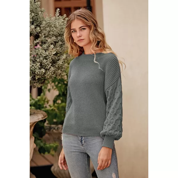 imagePRETTYGARDEN Womens 2024 Winter Pullover Sweater Casual Long Sleeve Crewneck Loose Chunky Knit Jumper Tops BlouseGrey