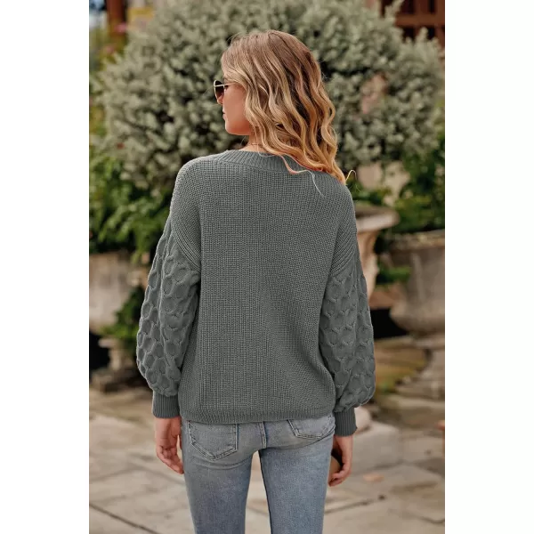 imagePRETTYGARDEN Womens 2024 Winter Pullover Sweater Casual Long Sleeve Crewneck Loose Chunky Knit Jumper Tops BlouseGrey
