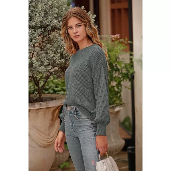 imagePRETTYGARDEN Womens 2024 Winter Pullover Sweater Casual Long Sleeve Crewneck Loose Chunky Knit Jumper Tops BlouseGrey