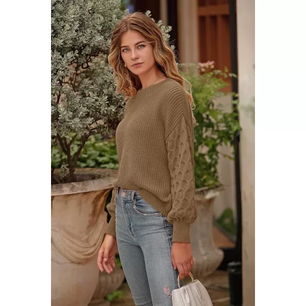 imagePRETTYGARDEN Womens 2024 Winter Pullover Sweater Casual Long Sleeve Crewneck Loose Chunky Knit Jumper Tops BlouseKhaki